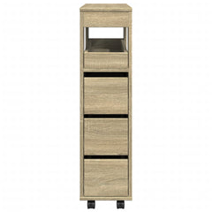 vidaXL Narrow Bathroom Cabinet with Wheels Sonoma Oak Engineered Wood 5