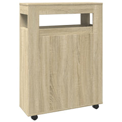 vidaXL Narrow Bathroom Cabinet with Wheels Sonoma Oak Engineered Wood 6