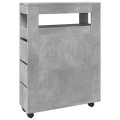 Narrow Bathroom Cabinet with Wheels Engineered Wood Concrete grey