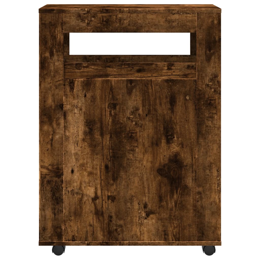 vidaXL Narrow Bathroom Cabinet with Wheels Smoked Oak Engineered Wood 4