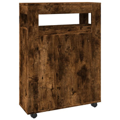 vidaXL Narrow Bathroom Cabinet with Wheels Smoked Oak Engineered Wood 6