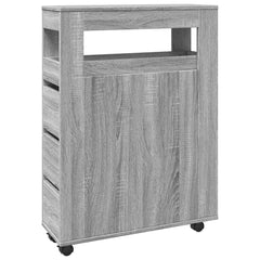 Narrow Bathroom Cabinet with Wheels Grey Sonoma Engineered Wood, image 2