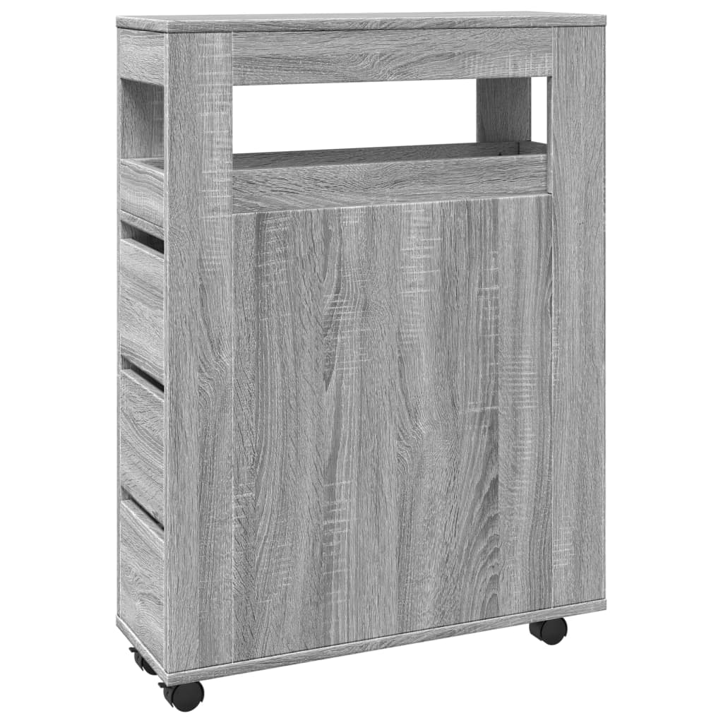 Narrow Bathroom Cabinet with Wheels Engineered Wood Grey sonoma
