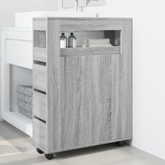 Narrow Bathroom Cabinet with Wheels Engineered Wood Grey sonoma
