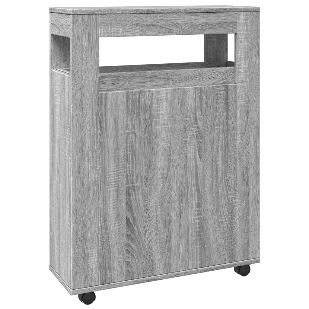 Narrow Bathroom Cabinet with Wheels Grey Sonoma Engineered Wood, image 6
