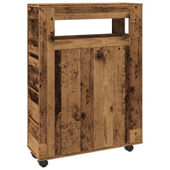 vidaXL Narrow Bathroom Cabinet with Wheels Old Wood Engineered Wood 2