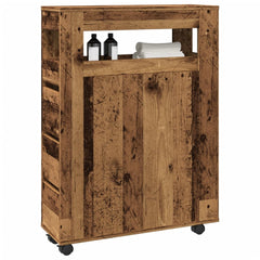 vidaXL Narrow Bathroom Cabinet with Wheels Old Wood Engineered Wood 1