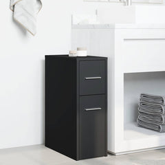 Narrow Bathroom Cupboard with Wheels Engineered Wood