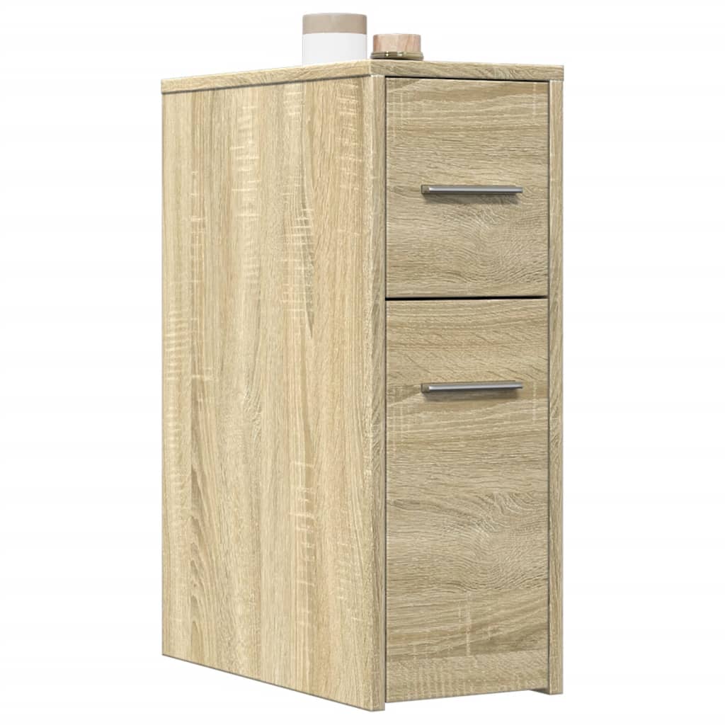vidaXL Narrow Bathroom Cupboard with Wheels Sonoma Oak Engineered Wood 1