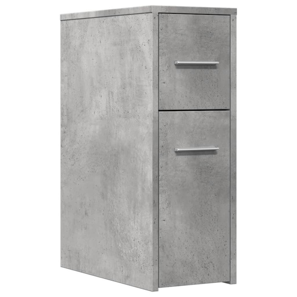 vidaXL Narrow Bathroom Cupboard with Wheels Concrete Grey Engineered Wood 2