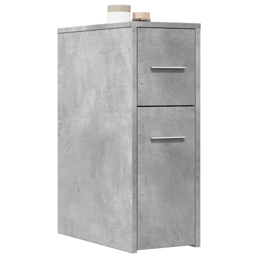 vidaXL Narrow Bathroom Cupboard with Wheels Concrete Grey Engineered Wood 1
