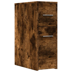 vidaXL Narrow Bathroom Cupboard with Wheels Smoked Oak Engineered Wood 2