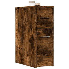 vidaXL Narrow Bathroom Cupboard with Wheels Smoked Oak Engineered Wood 1