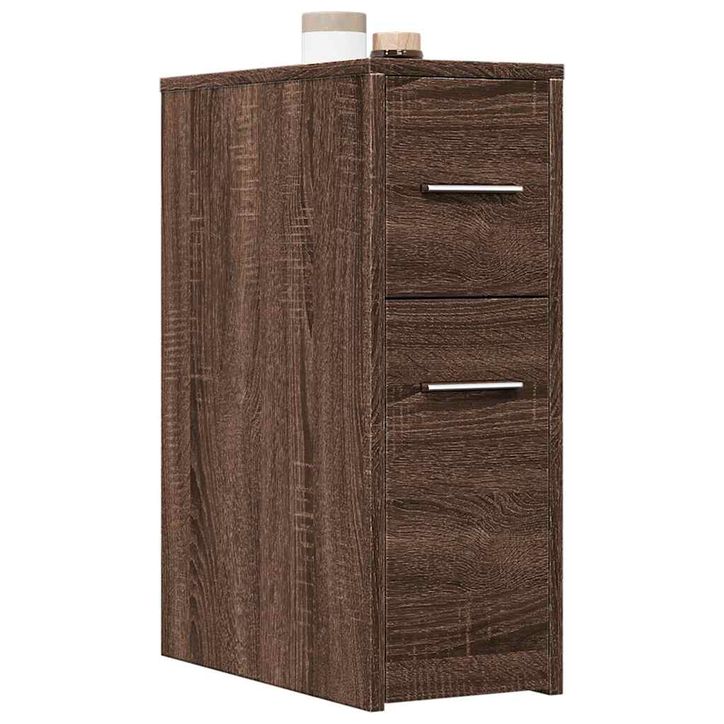 vidaXL Narrow Bathroom Cupboard with Wheels Engineered Wood