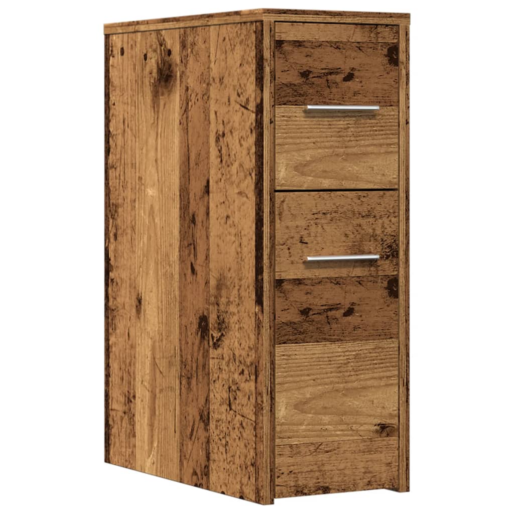 Narrow Bathroom Cupboard with Wheels Engineered Wood