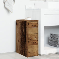 Narrow Bathroom Cupboard with Wheels Engineered Wood