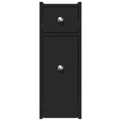 vidaXL Narrow Bathroom Cupboard with Wheels Black Engineered Wood 4