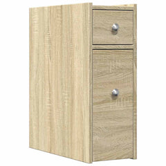 vidaXL Narrow Bathroom Cupboard with Wheels Sonoma Oak Engineered Wood 2