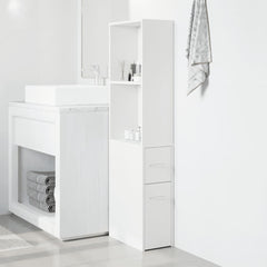 Narrow Bathroom Cupboard with Wheels Engineered Wood