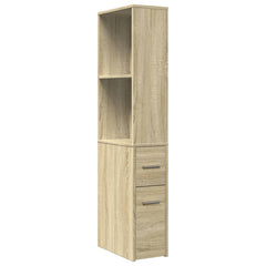 Narrow Bathroom Cupboard with Wheels Engineered Wood Sonoma oak