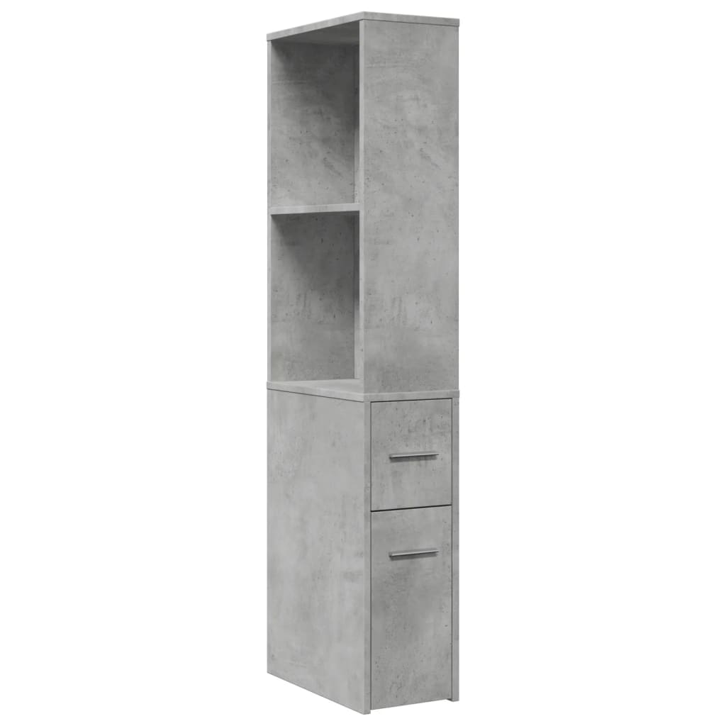 Narrow Bathroom Cupboard with Wheels Concrete Grey, image 2