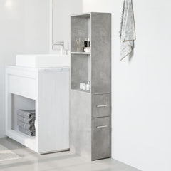 Narrow Bathroom Cupboard with Wheels Concrete Grey, image 3