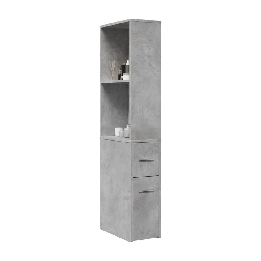 Narrow Bathroom Cupboard with Wheels Concrete Grey