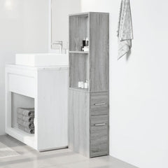 Narrow Bathroom Cupboard with Wheels Grey Sonoma, image 3