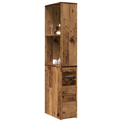 vidaXL Narrow Bathroom Cupboard with Wheels Old Wood Engineered Wood 1