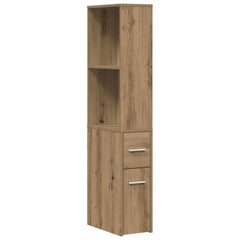 Narrow Bathroom Cupboard with Wheels Engineered Wood Artisian oak