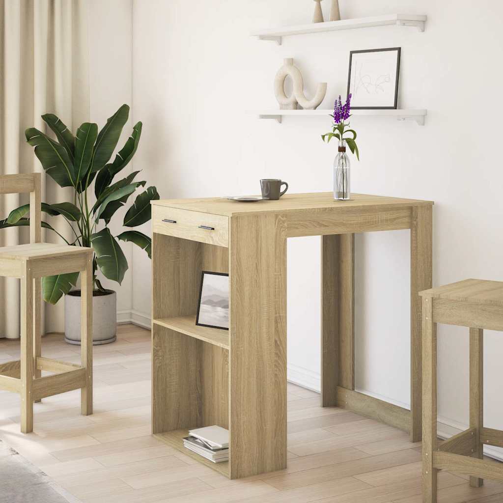 vidaXL Bar Table Sonoma Oak 102x70x103.5 cm Engineered Wood 3