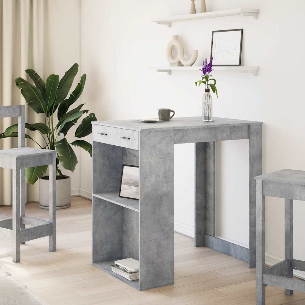 vidaXL Bar Table Concrete Grey 102x70x103.5 cm Engineered Wood 3