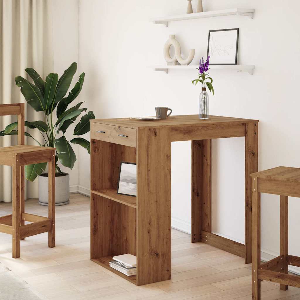 vidaXL Bar Table Artisian Oak 102x70x103.5 cm Engineered Wood 3