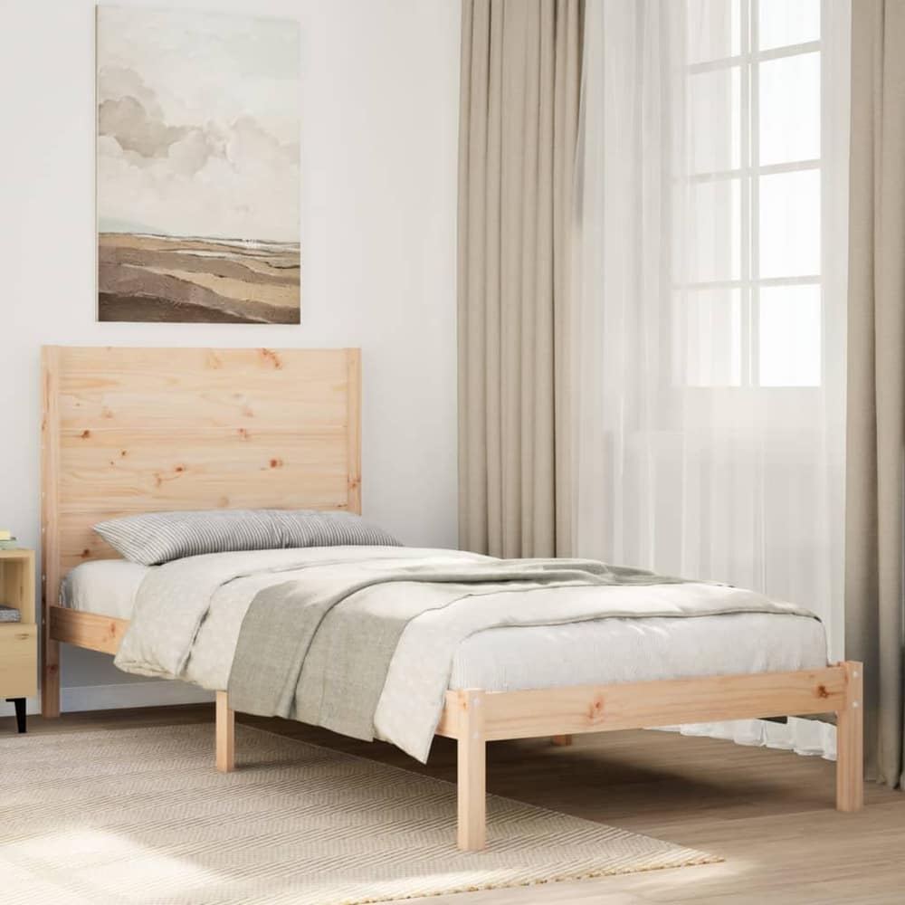 Extra Long Bed Frame without Mattress Solid Wood Length 210 cm 90 cm