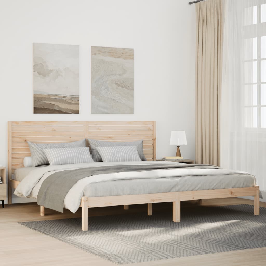 Extra Long Bed Frame without Mattress Solid Wood Length 220 cm Natural 180 cm