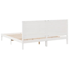 Extra Long Bed Frame without Mattress Solid Wood Length 220 cm White 200 cm