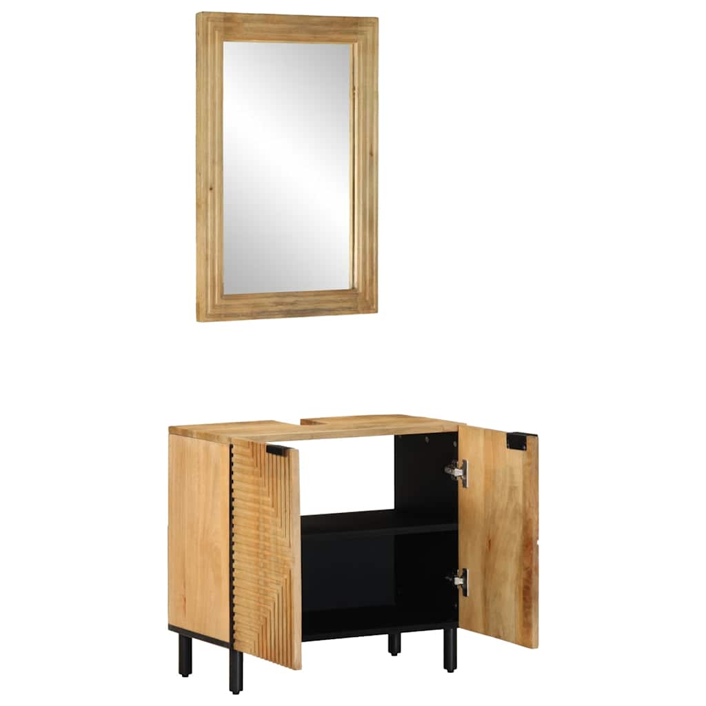 Bathroom Cabinet Set 2 pcs Natural 62 x 33 x 58 cm Solid mango wood