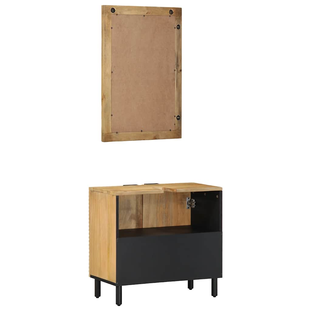 Bathroom Cabinet Set 2 pcs Natural 62 x 33 x 58 cm Solid mango wood
