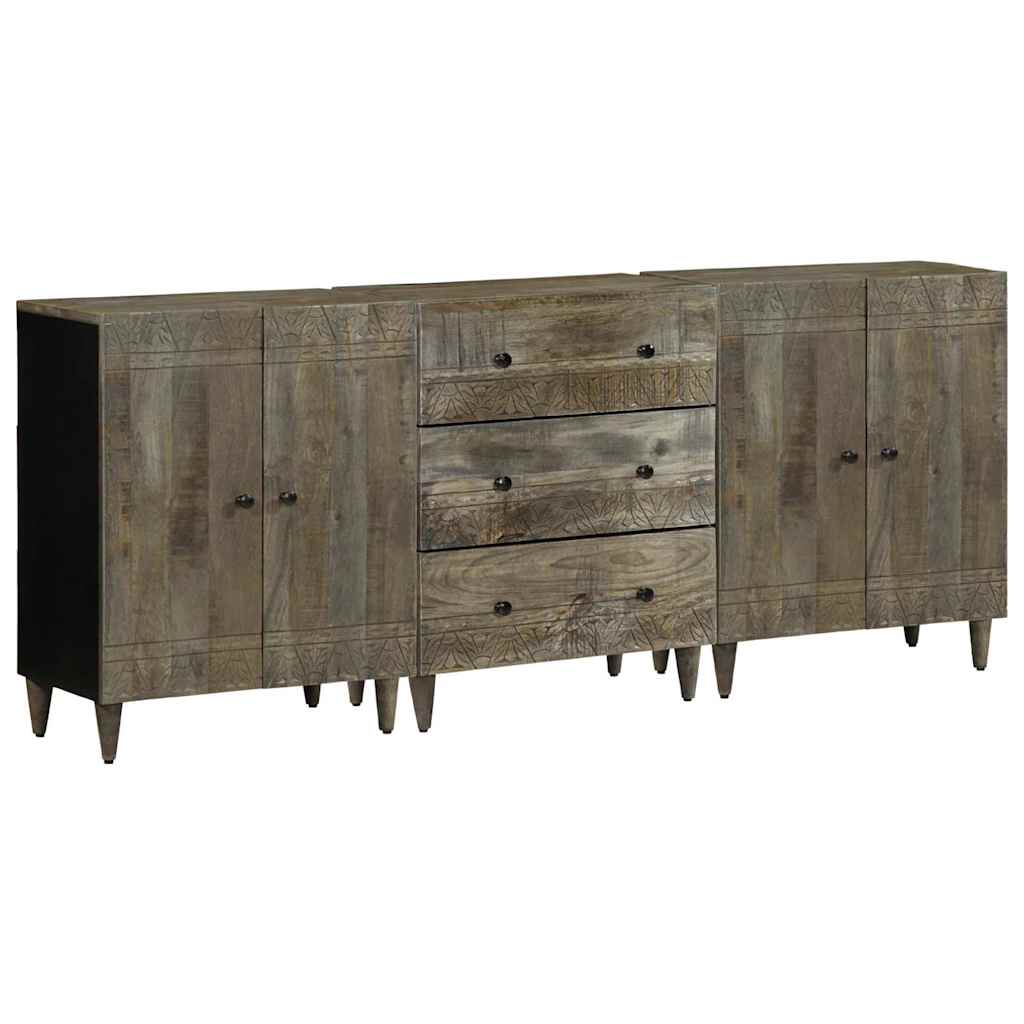 vidaXL 3 Piece Sideboards Light Grey 60x33,5x75 cm Solid Wood Mango 1