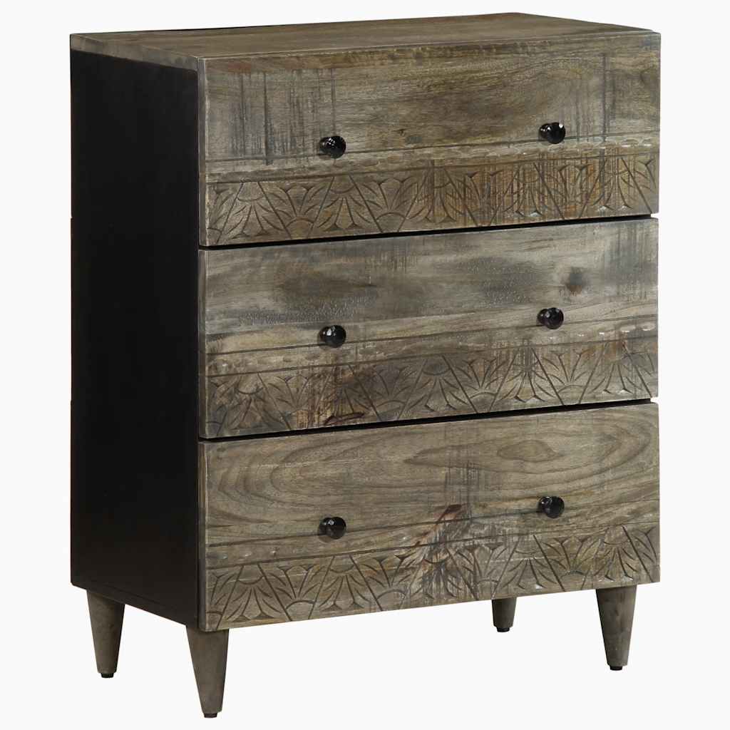 vidaXL 3 Piece Sideboards Light Grey 60x33,5x75 cm Solid Wood Mango 4