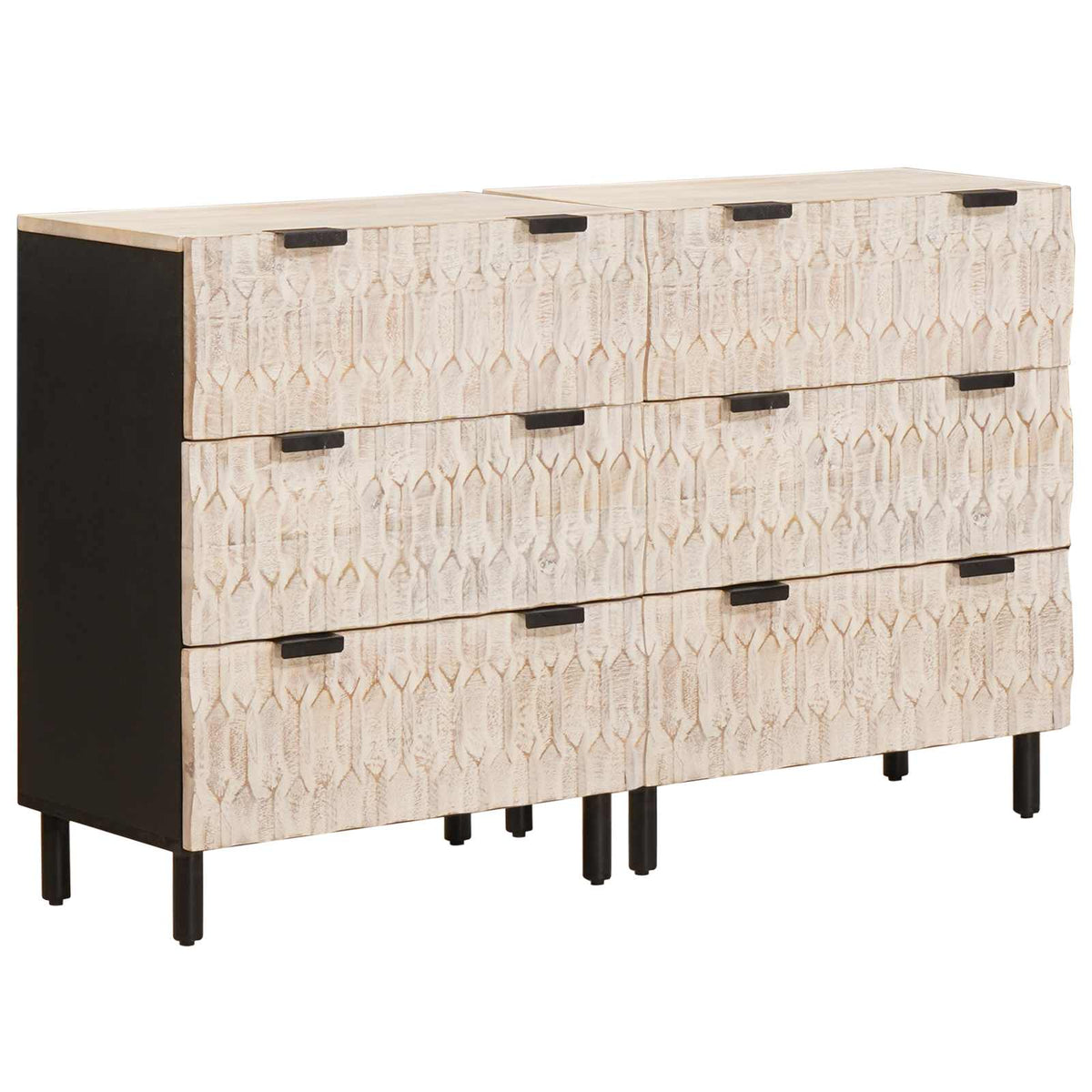 Sideboard 2 pcs Solid Mango Wood