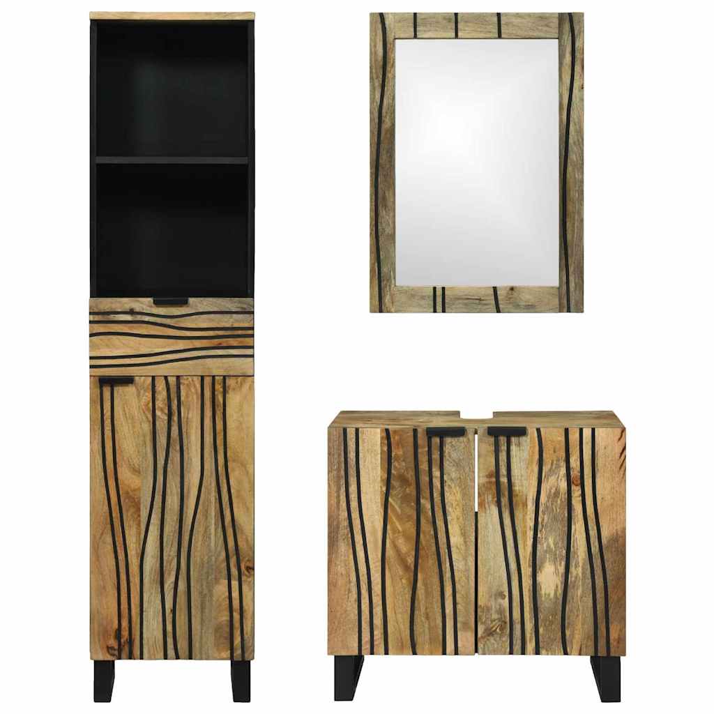 Bathroom Furniture Set 3 pcs Engineered Wood Natural