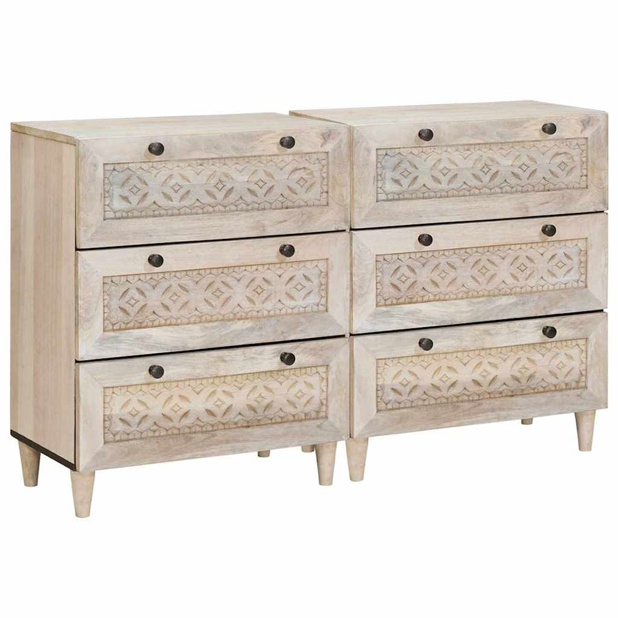 vidaXL Sideboard 2 pcs 120 x 33.5 x 75 cm Solid mango wood White 1