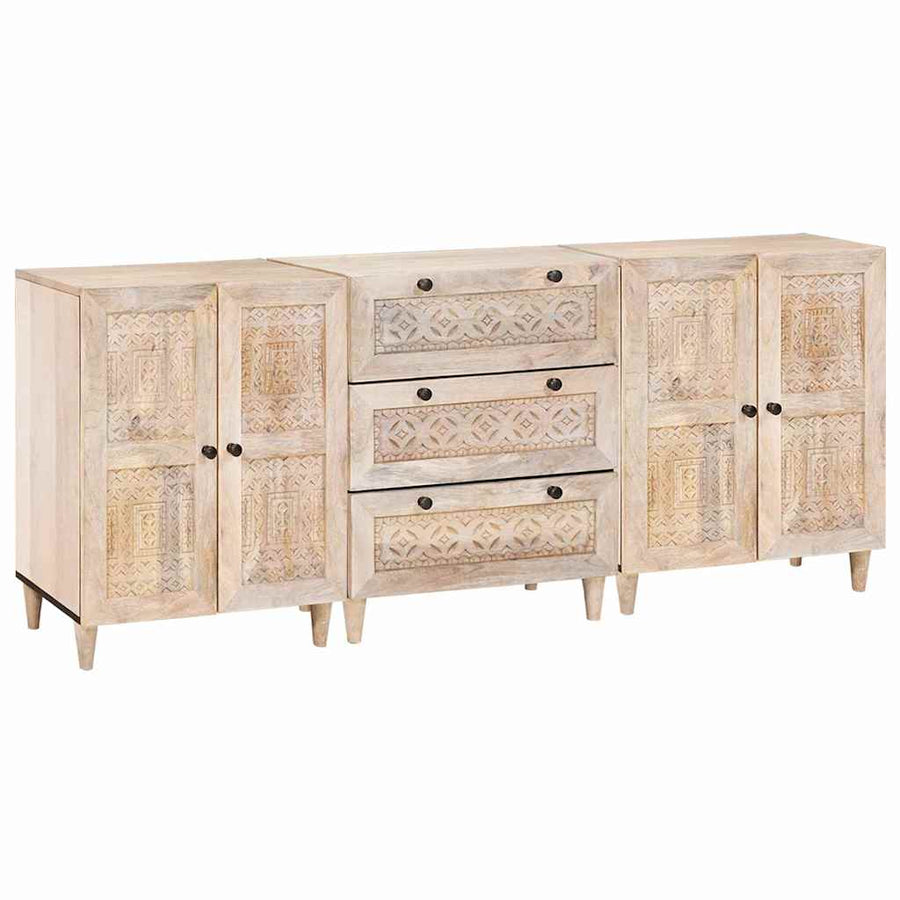 vidaXL Sideboard 3 pcs 180 x 33.5 x 75 cm Solid mango wood White 1