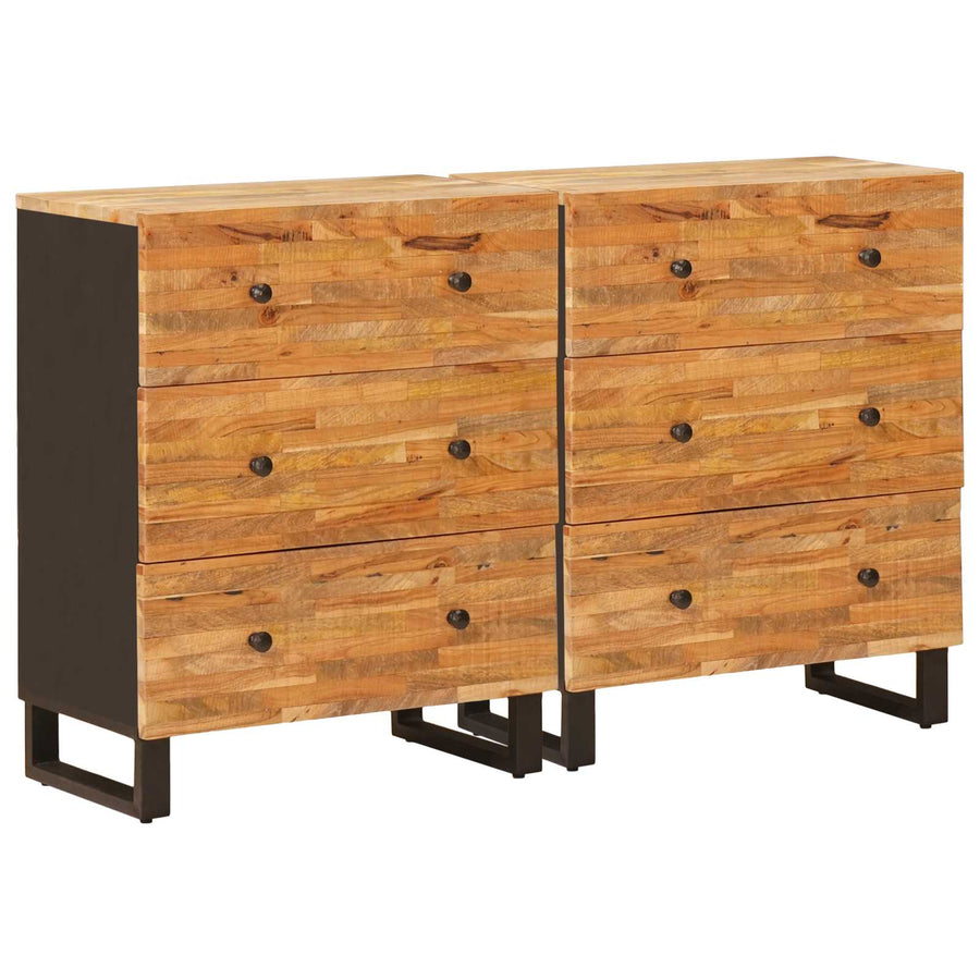 vidaXL Sideboard 2 pcs 60 x 33 x 75 cm Solid Mango Wood Brown 1