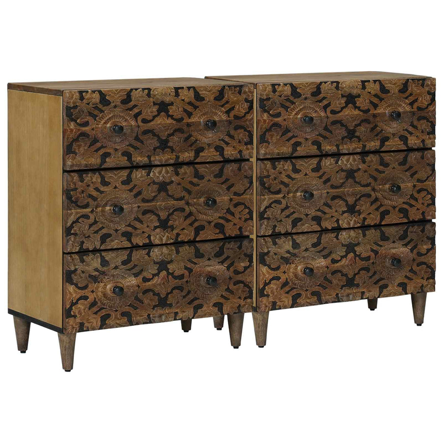 vidaXL Sideboard 2 pcs 60 x 33.5 x 75 cm Solid Mango Wood Brown 1