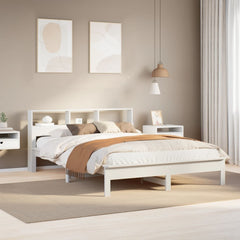 Bed Frame without Mattress Solid Wood Pine Length 200 cm White 150 cm