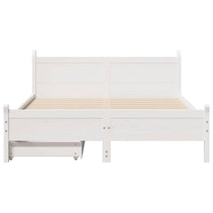 vidaXL Bed Frame without Mattress White 135x190 cm Solid Wood Pine 4