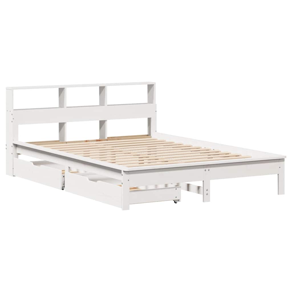 vidaXL Bookcase Bed without Mattress White 160x200 cm Solid Wood Pine 3