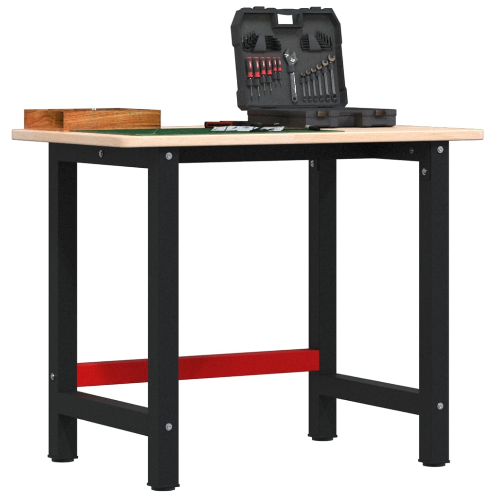 Workbench 100x60x81,5 cm Solid Wood Oak Rectangular Brown 100 x 60 x 81.5 cm
